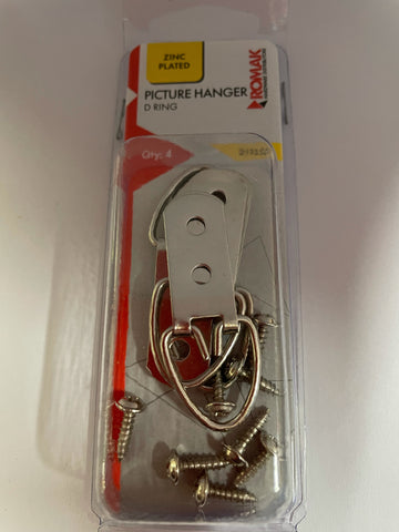 PICTURE HANGERS - D RING  - 2 PIN - 35mmx16mm - 4 PIECE