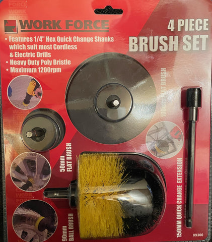 BRUSH SET - 4 PIECE -  FOR CORDLESS & ELECTRIC DRILLS