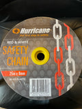 CHAIN - SAFETY CHAIN - RED/WHITE 8mm X 25 metres - PLASTIC