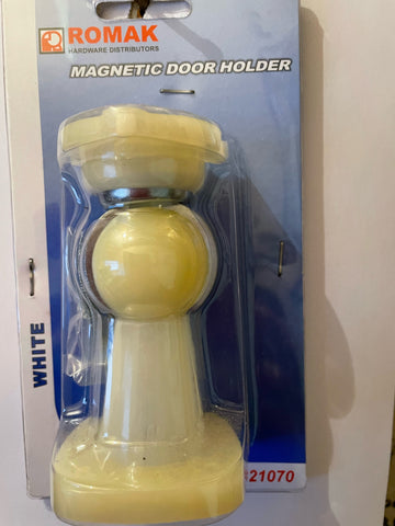 DOOR HOLDER - MAGNETIC - WHITE - ROMAK