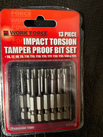 TAMPERPROOF BIT SET - IMPACT TORSION  - 13  PIECE