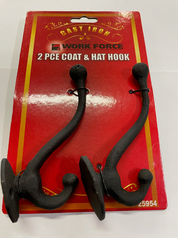 HOOK SET - 2 PIECE CABIN HOOKS - CAST IRON