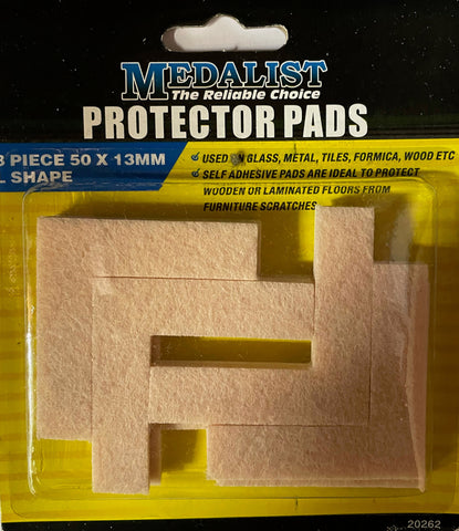 FELT PROTECTOR PADS  - L SHAPE  ADHESIVE PADS - 50x13mm - 8 PIECE