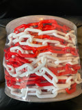 CHAIN - SAFETY CHAIN - RED/WHITE 8mm X 25 metres - PLASTIC